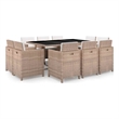Afuera Living Contemporary Rattan Garden Dining Set in Beige/Cream White