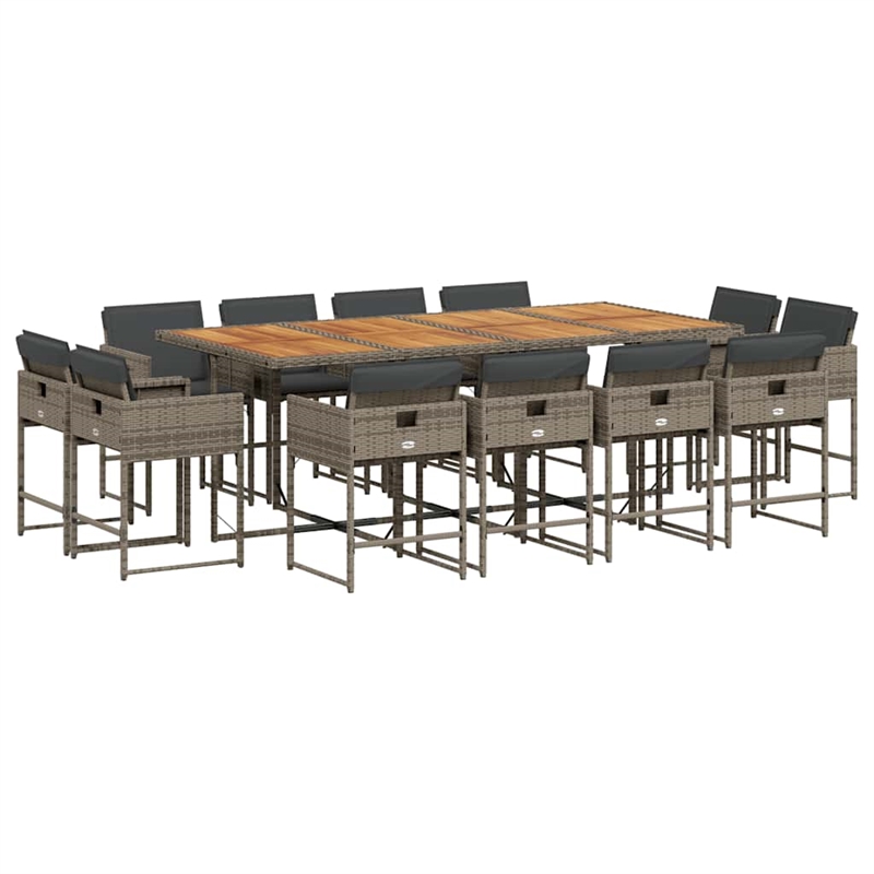 Afuera Living 13 Piece Poly Rattan Foldable Patio Dining Set in Gray