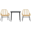 Afuera Living Contemporary Poly Rattan Garden Dining Set in Black