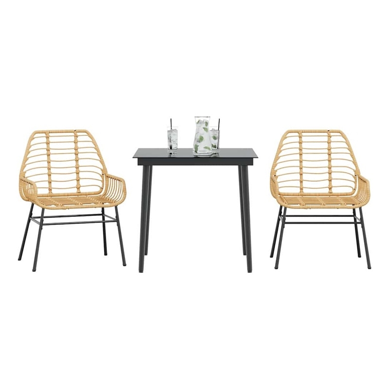 Afuera Living Contemporary Poly Rattan Garden Dining Set in Black