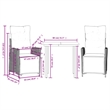 Afuera Living Contemporary 3 Piece Poly Rattan Garden Dining Set in Gray