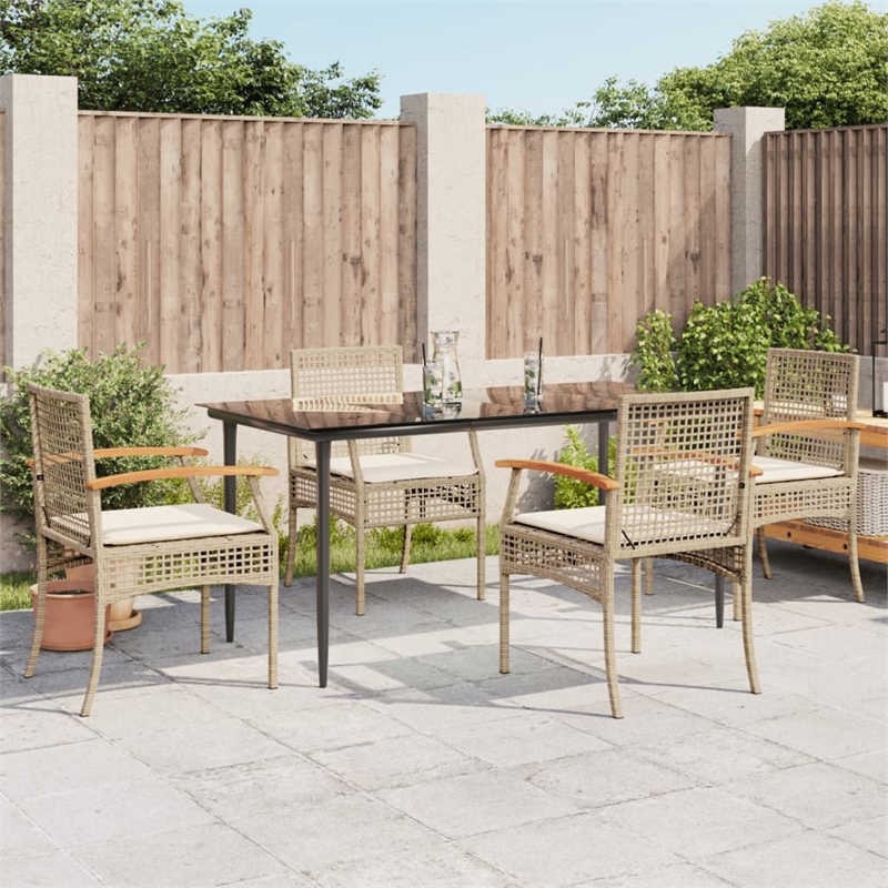 Afuera Living 5 Piece Poly Rattan Garden Dining Set in Beige