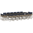 Afuera Living 17 Piece Poly Rattan Foldable Patio Dining Set in Gray