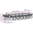 Afuera Living 17 Piece Poly Rattan Foldable Patio Dining Set in Gray