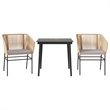 Afuera Living 3 Piece Poly Rattan Garden Dining Set in Black