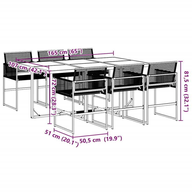 Afuera Living Contemporary 7 Piece Rattan Garden Dining Set in Black