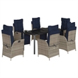 Afuera Living Contemporary 7 Piece Poly Rattan Garden Dining Set in Gray