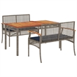 Afuera Living Contemporary 3 Piece Poly Rattan Patio Dining Set in Gray