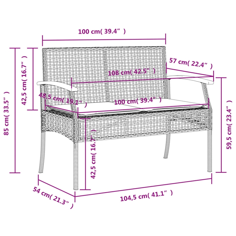 Afuera Living Contemporary 3 Piece Poly Rattan Patio Dining Set in Gray