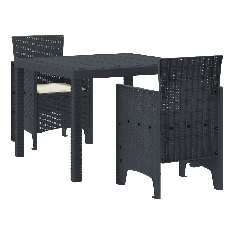 Afuera Living Contemporary Poly Rattan Garden Dining Set in Anthracite