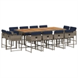 Afuera Living Contemporary 13 Piece Poly Rattan Patio Dining Set in Gray