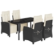 Afuera Living 5 Piece Poly Rattan Garden Dining Set in Black