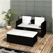 Afuera Living Contemporary Synthetic Poly Rattan Lounge Set in Black/Cream