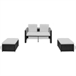 Afuera Living Contemporary Synthetic Poly Rattan Lounge Set in Black/Cream