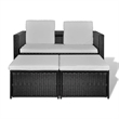 Afuera Living Contemporary Synthetic Poly Rattan Lounge Set in Black/Cream