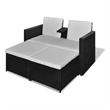 Afuera Living Contemporary Synthetic Poly Rattan Lounge Set in Black/Cream