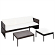 Afuera Living Contemporary 3 Piece Poly Rattan Sofa in Brown/Cream