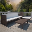 Afuera Living Contemporary 3 Piece Poly Rattan Sofa in Brown/Cream
