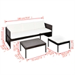 Afuera Living Contemporary 3 Piece Poly Rattan Sofa in Brown/Cream
