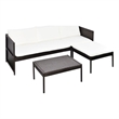 Afuera Living Contemporary 3 Piece Poly Rattan Sofa in Brown/Cream
