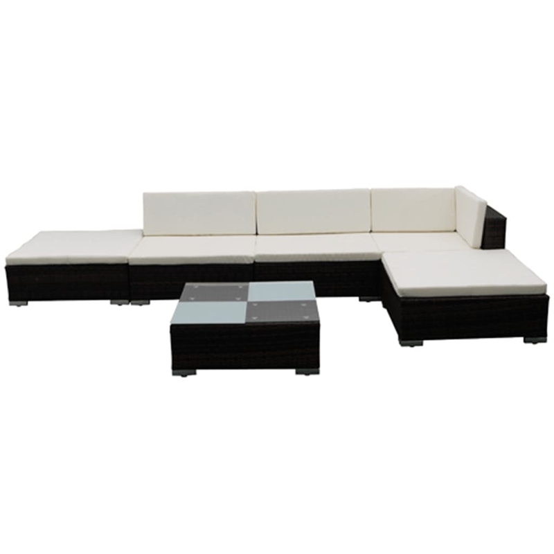 Afuera Living 6 Piece Poly Rattan Furniture Set in Brown/Cream