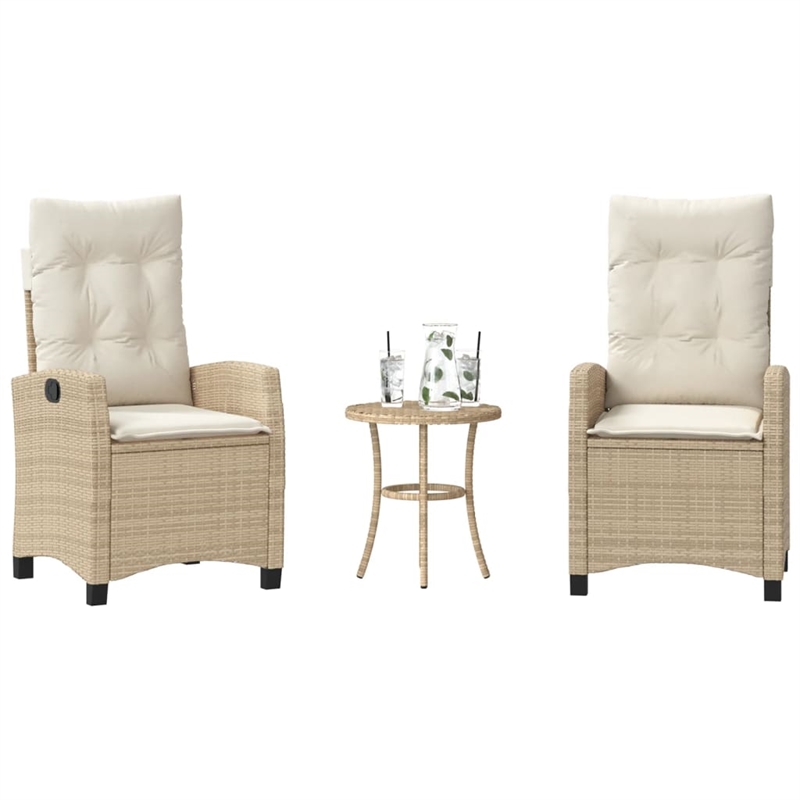 Afuera Living Contemporary Synthetic Poly Rattan Bistro Set in Cream/Beige
