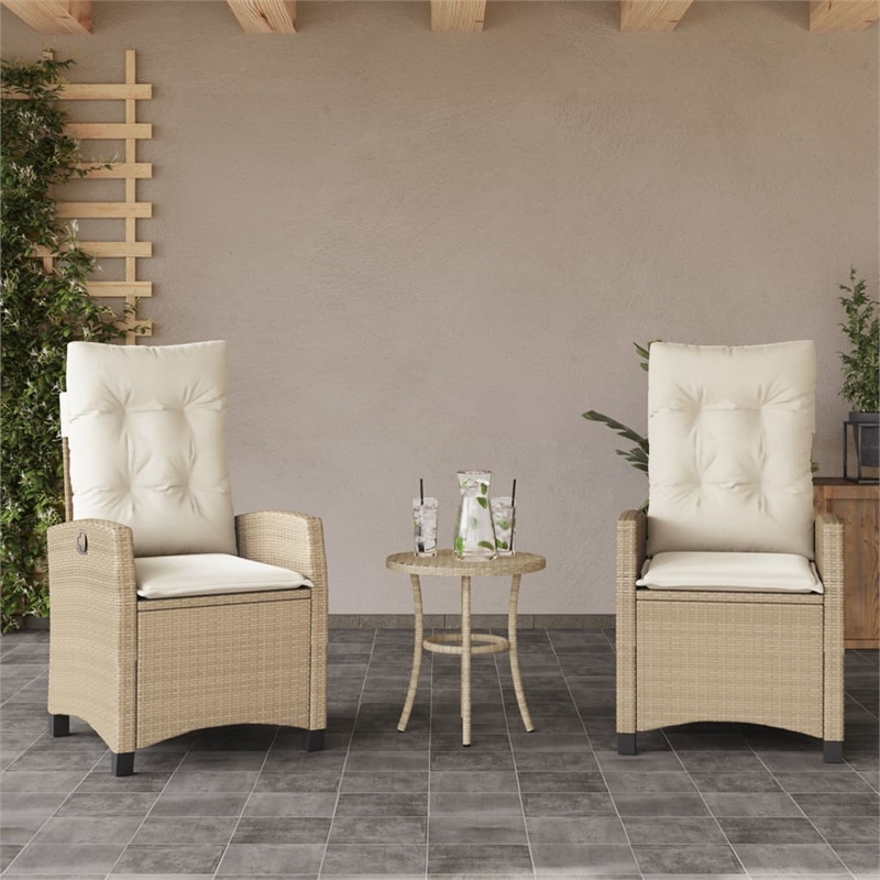 Afuera Living Contemporary Synthetic Poly Rattan Bistro Set in Cream/Beige