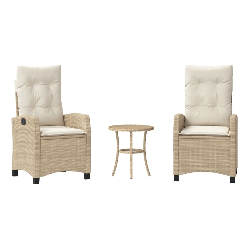 Afuera Living Contemporary Synthetic Poly Rattan Bistro Set in Cream/Beige