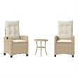 Afuera Living Contemporary Synthetic Poly Rattan Bistro Set in Cream/Beige