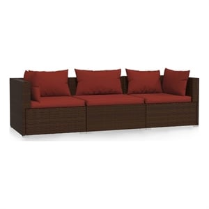 Afuera Living Contemporary Synthetic Poly Rattan Small Sofa in Brown