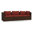 Afuera Living Contemporary Synthetic Poly Rattan Small Sofa in Brown