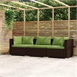 Afuera Living Contemporary Synthetic Poly Rattan Sofa in Green/Brown