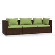 Afuera Living Contemporary Synthetic Poly Rattan Sofa in Green/Brown