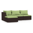 Afuera Living Synthetic Poly Rattan Garden Lounge Set in Green/Brown