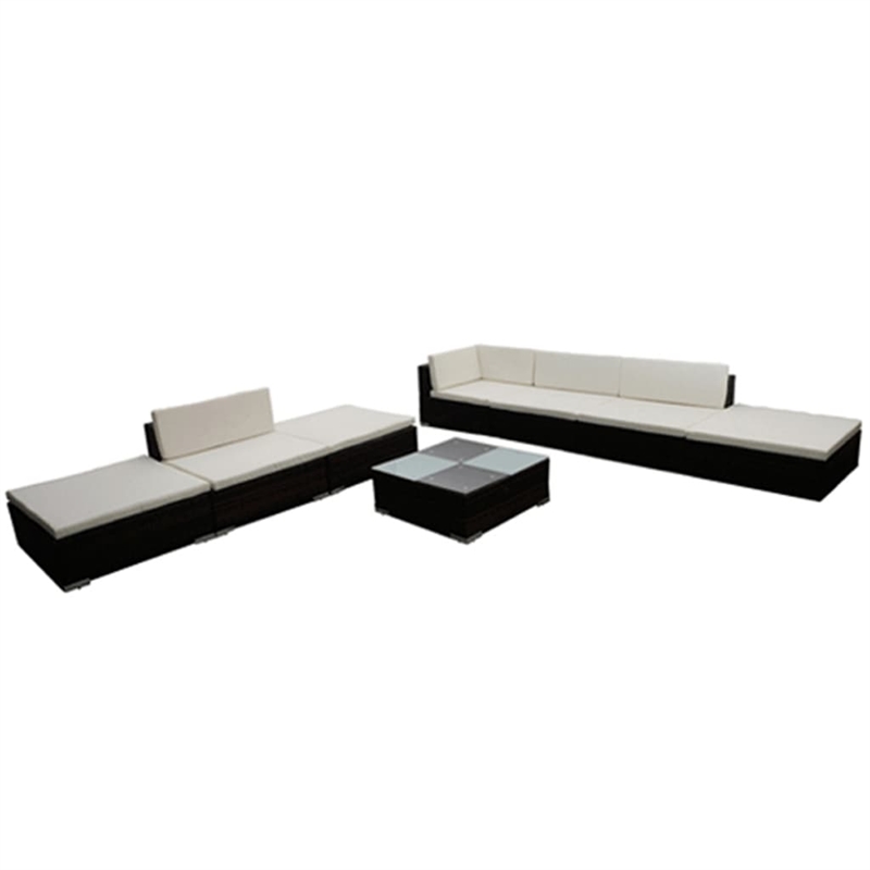Afuera Living 8 Piece Poly Rattan Garden Lounge Set in Brown/Cream