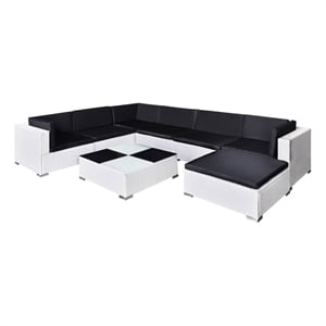 Afuera Living 8 Piece Poly Rattan Patio Furniture in Black/White