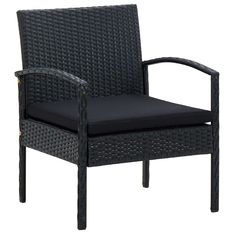 Afuera Living Contemporary Synthetic Poly Rattan 4 Piece Sofa Set in Black