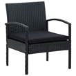 Afuera Living Contemporary Synthetic Poly Rattan 4 Piece Sofa Set in Black