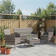 Afuera Living Contemporary Synthetic Poly Rattan 4 Piece Sofa Set in Gray