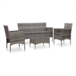 Afuera Living Contemporary Synthetic Poly Rattan 4 Piece Sofa Set in Gray
