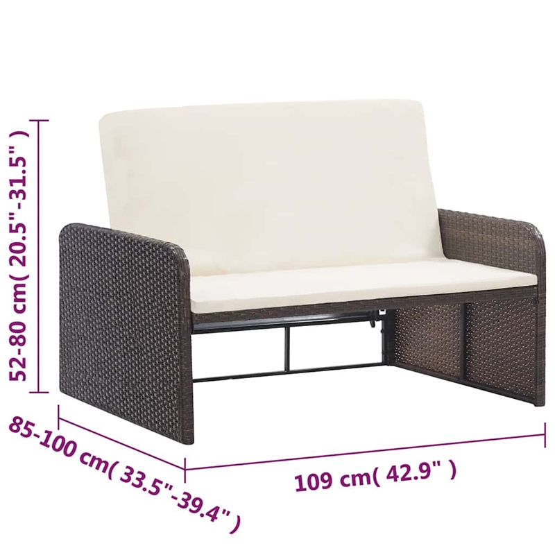 Afuera Living Contemporary 2 Piece Poly Rattan Medium Sofa Set in Brown