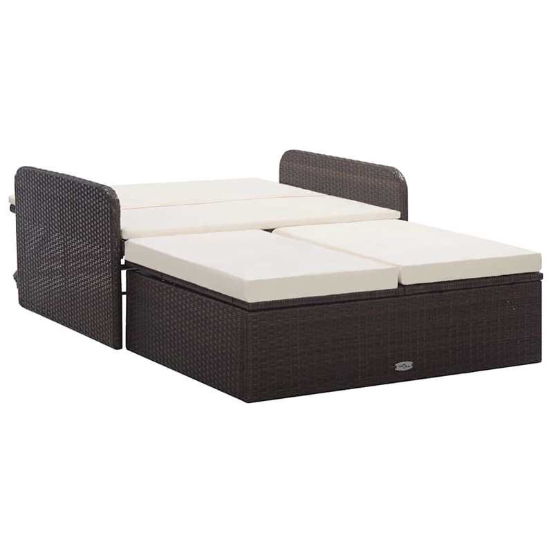 Afuera Living Contemporary 2 Piece Poly Rattan Medium Sofa Set in Brown