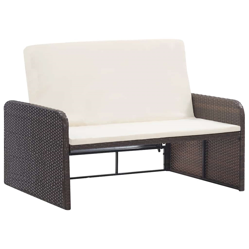 Afuera Living Contemporary 2 Piece Poly Rattan Medium Sofa Set in Brown
