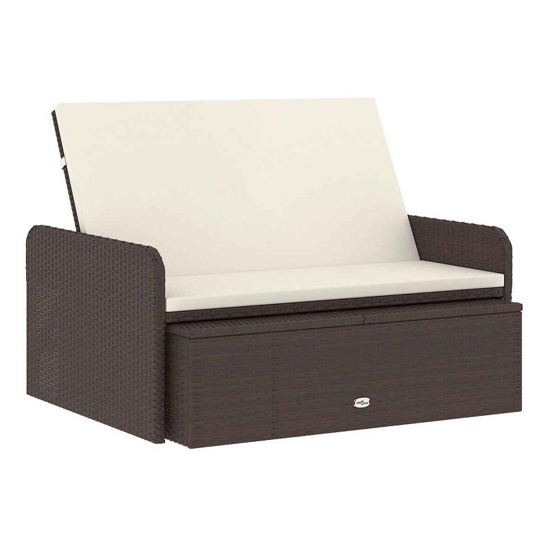 Afuera Living Contemporary 2 Piece Poly Rattan Medium Sofa Set in Brown