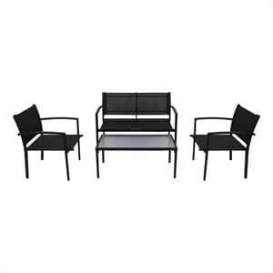 Afuera Living Contemporary 4 Piece Steel Patio Furniture Black