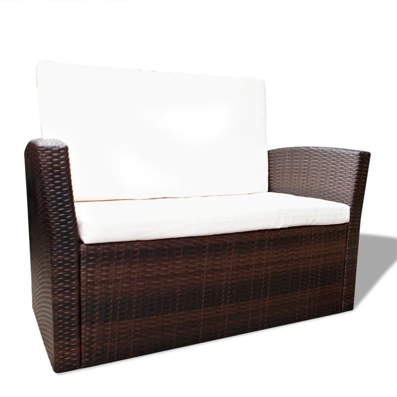 Afuera Living Contemporary 4 Piece Poly Rattan Sofa Set in Brown/Cream