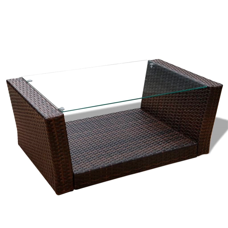 Afuera Living Contemporary 4 Piece Poly Rattan Sofa Set in Brown/Cream