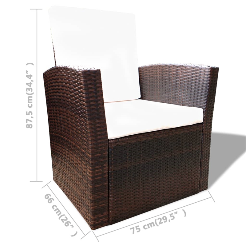 Afuera Living Contemporary 4 Piece Poly Rattan Sofa Set in Brown/Cream