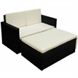 Afuera Living Contemporary Synthetic Poly Rattan Sofa Set in Black/Cream