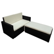 Afuera Living Contemporary Synthetic Poly Rattan Sofa Set in Black/Cream